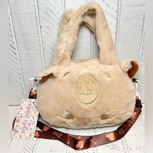 Kawaii Cutie Faux Fur Capybara Fashion Purse Adjustable Strap Dunbar Global NWT